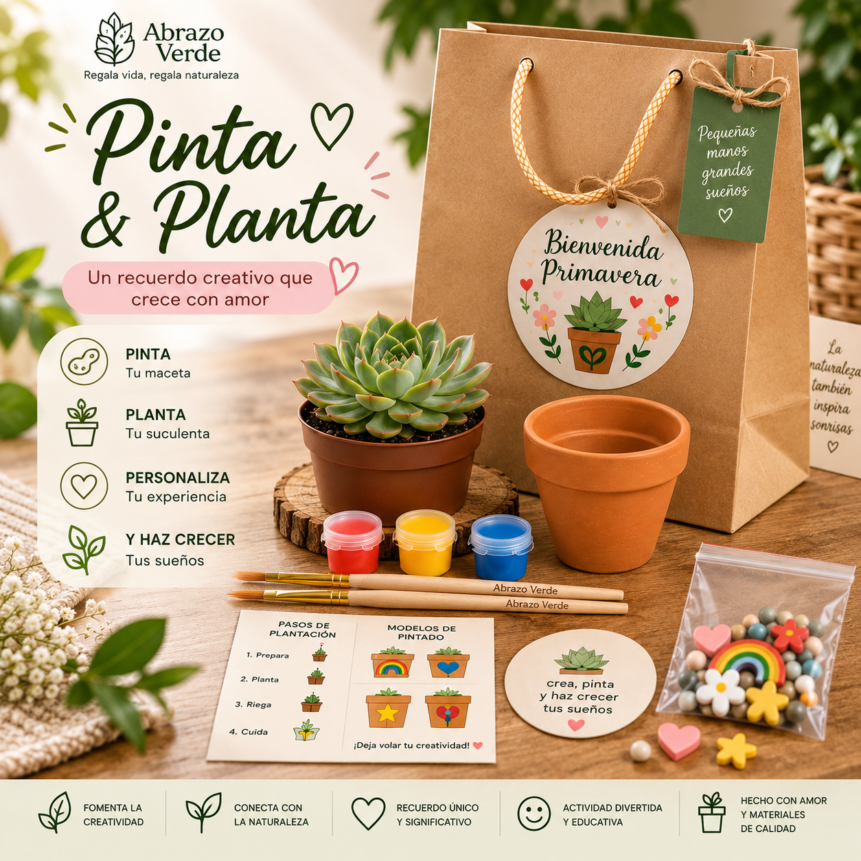 Pinta & Planta – Kit para Pintar Macetas con Suculenta