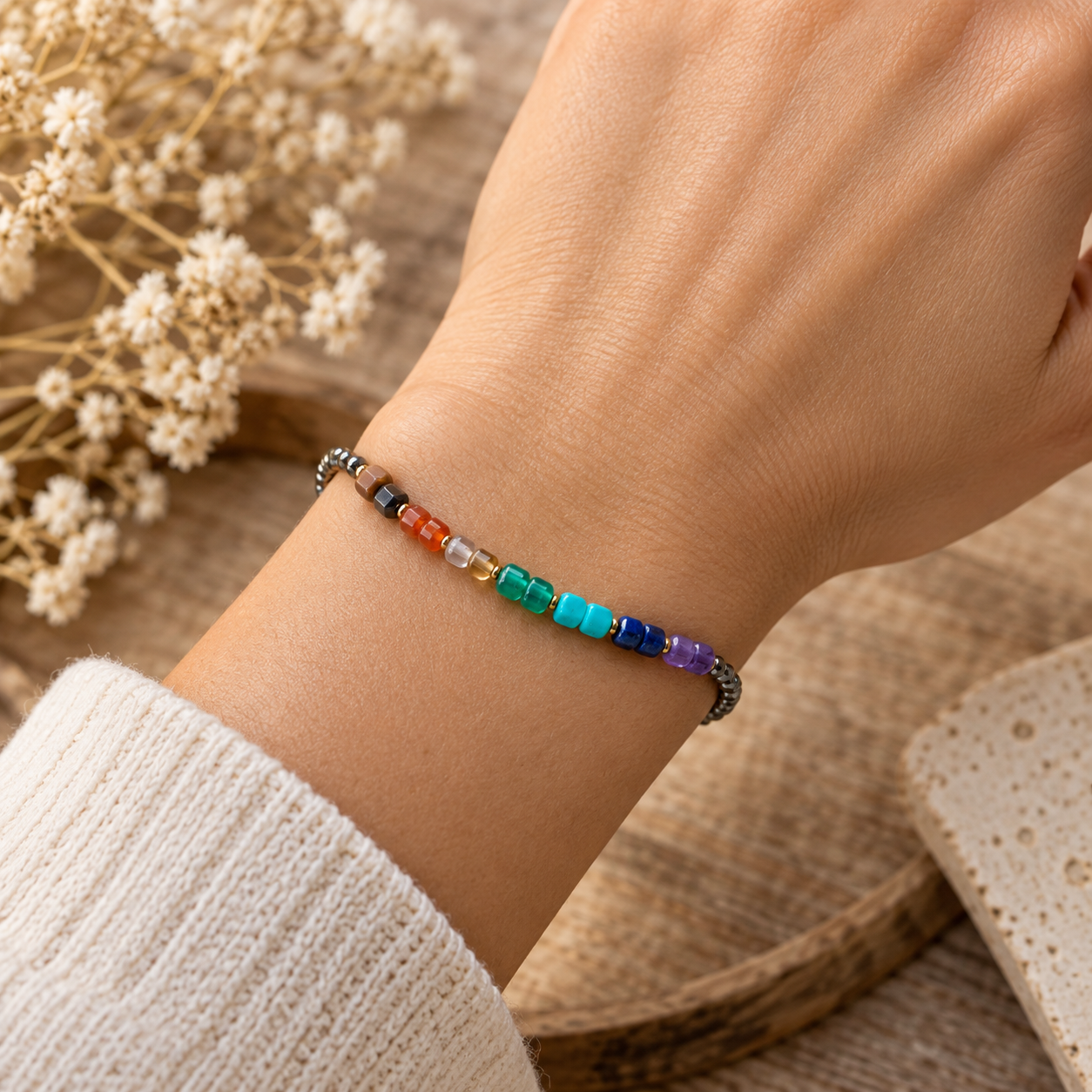 Pulsera Alquimia - 7 Chakras & Pirita