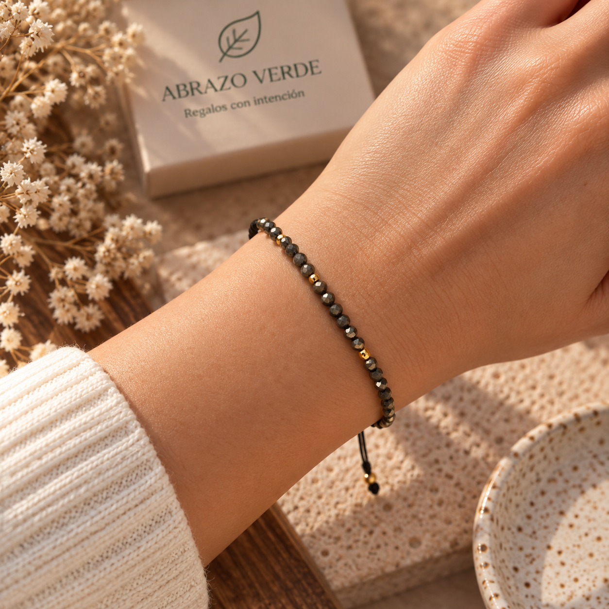 Pulsera Esencia de Pirita Natural – Ajustable