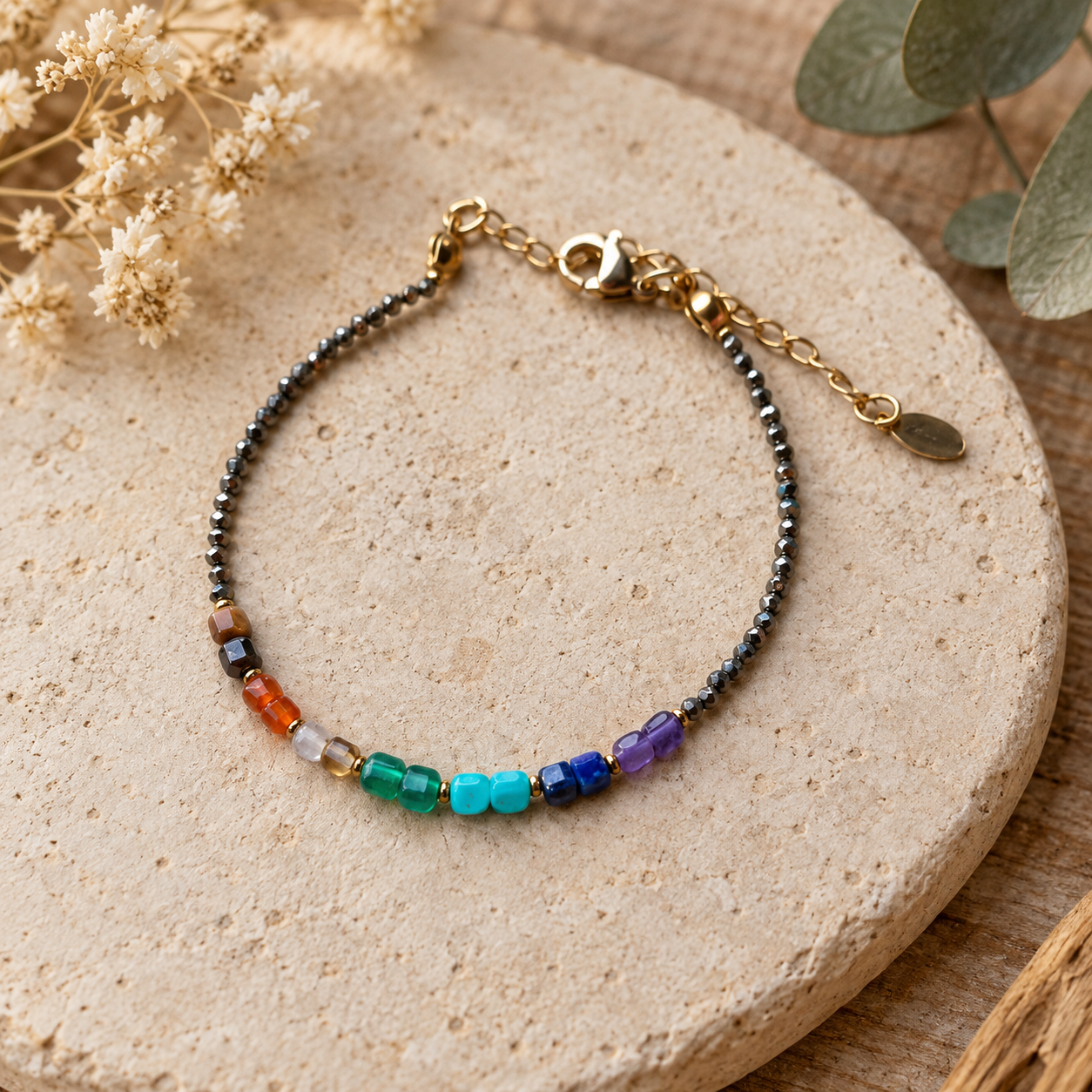 Pulsera Alquimia - 7 Chakras & Pirita