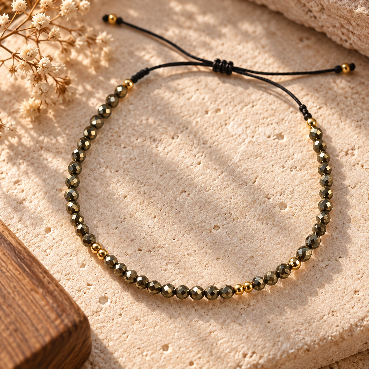 Pulsera Esencia de Pirita Natural – Ajustable